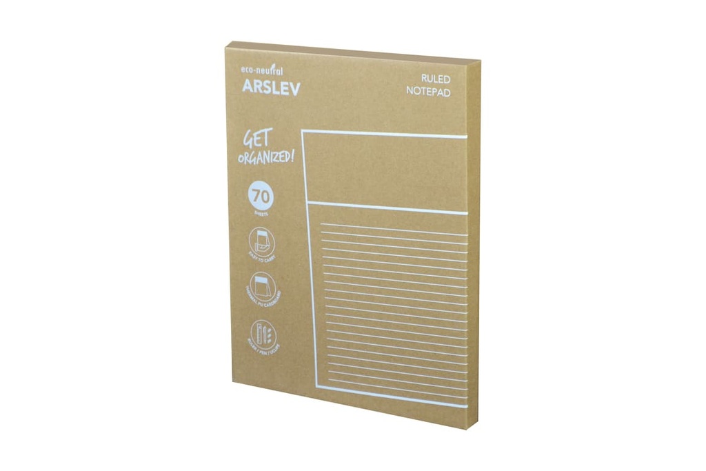 ARSLEV - A4 Ruled Desk Notepad with Pen, Ruler and U-clips