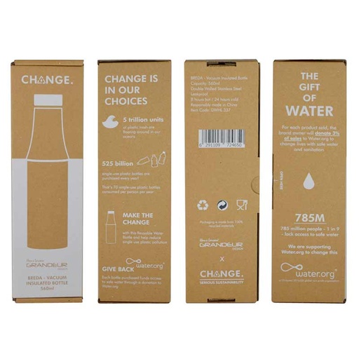 R-BREDA - CHANGE Collection Recycled Insulated Water Bottle - Aqua Green