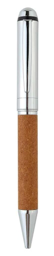 KORU - eco-neutral Metal Pen with Recycled Leather Barrel - Brown