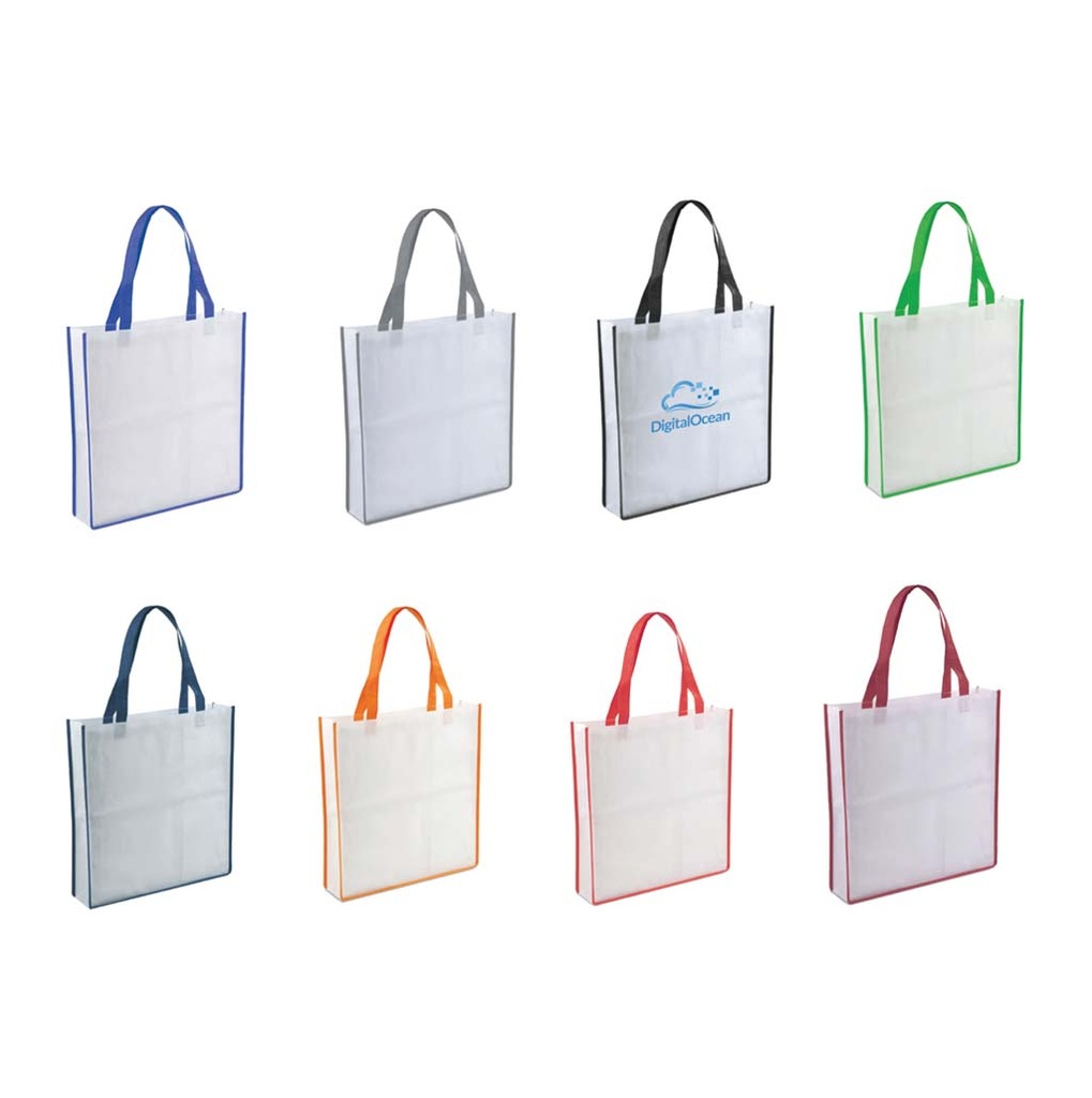 Non-Woven Shopping Bag Vertical White/Green