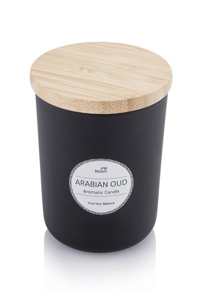 NOUM - Arabic Oudh Scented Glass Candle with Bamboo Lid - Black